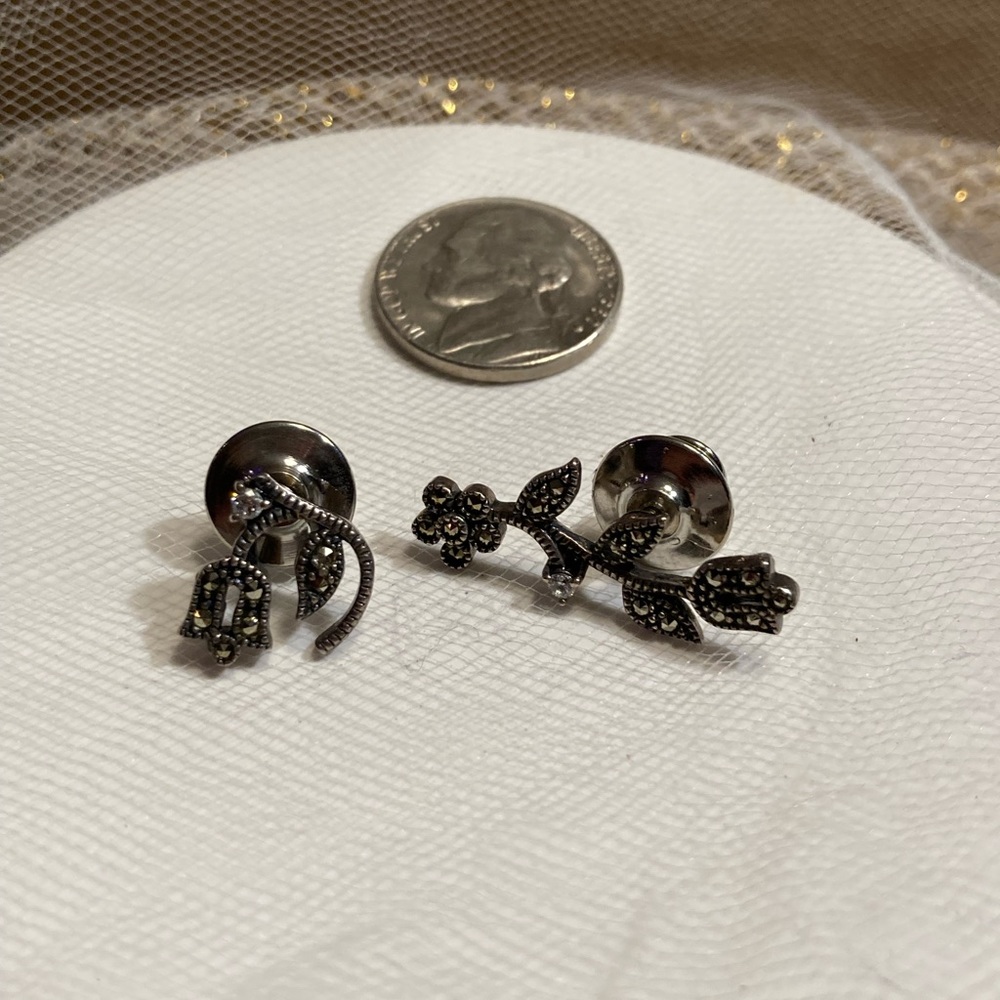 *rare* Marcasite/pyrite 1940s Art Deco studded flower “scatter” pins